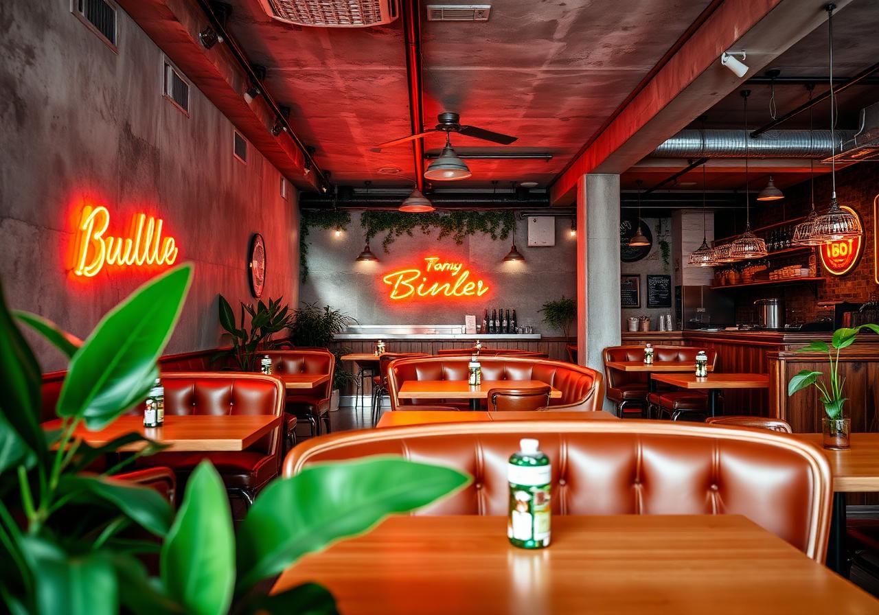 Wnętrze Route 66 Resto z neonami